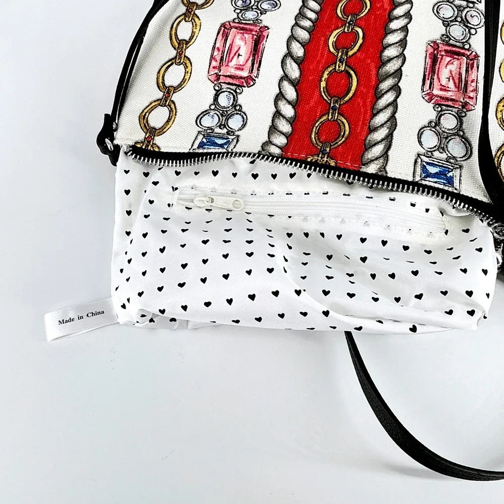 Brighton Love Glitter and Go Canvas Crossbody Bag‎ Red White Black Tassel